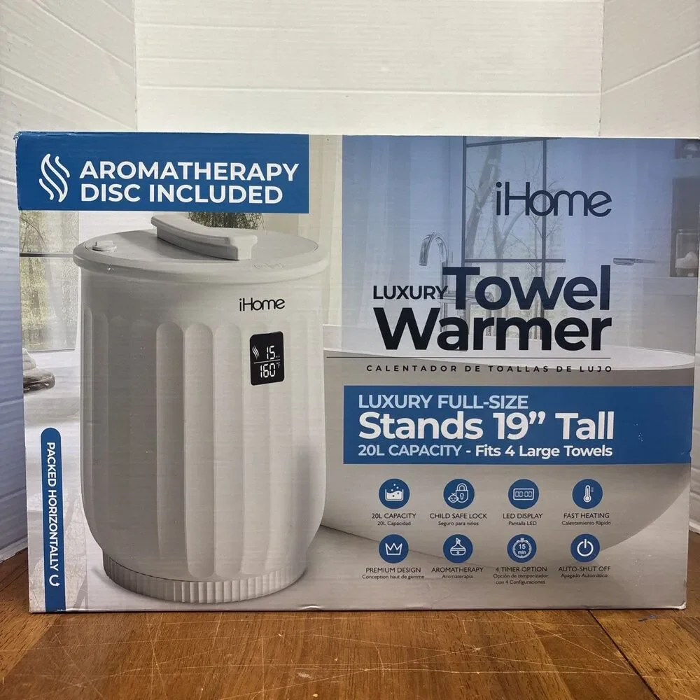 iHome 20L Luxury Towel Warmer Bucket LED Timer Fragrance Holder White